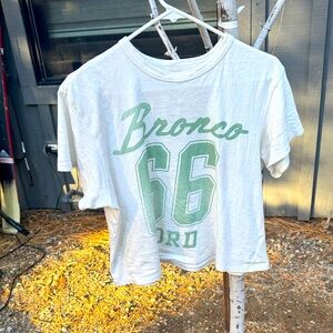 American Eagle Outfitters Bronco Ford White and Green Tee